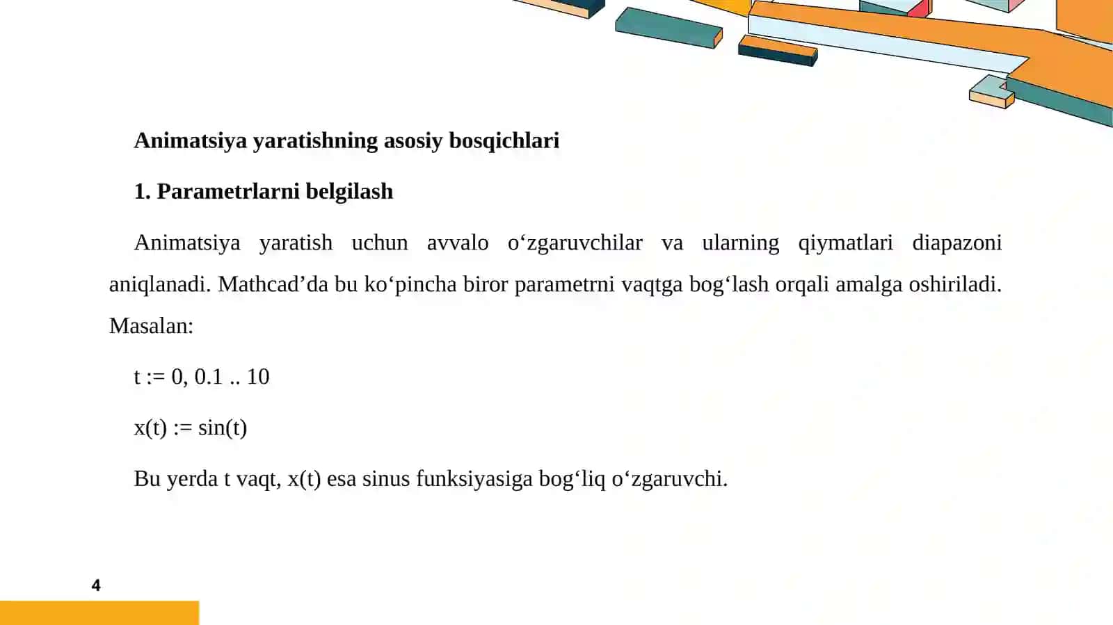 Mirzayeva Zarina Mathcadda animatsiyalarning kengaytirilgan usullari 4