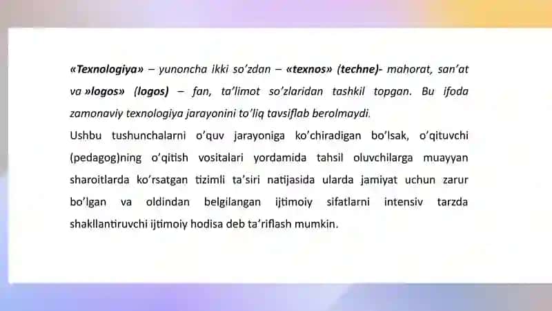 Taʼlimning shaxsga yoʻnaltirilgan texnologiyasi. Idrok xaritasi 4