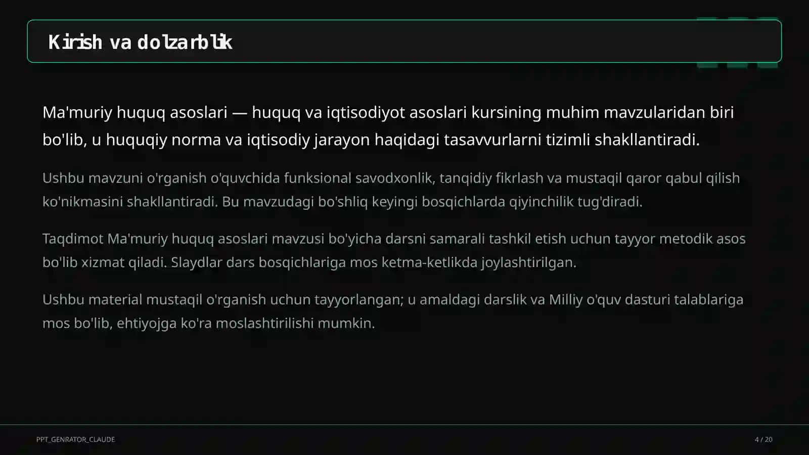 Ma'muriy huquq asoslari (10-sinf) 4