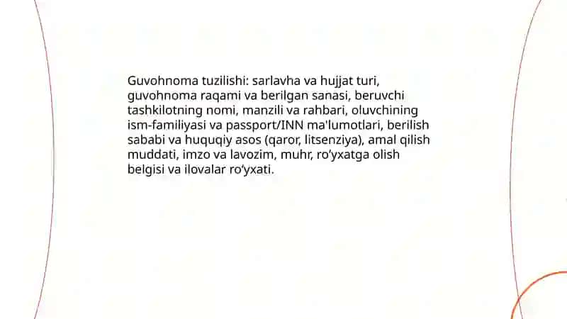 Tashkiliy hujjatlar tayyorlash.Guvohnoma,yo'riqnoma,nizom-ustav,shartnomalar 4