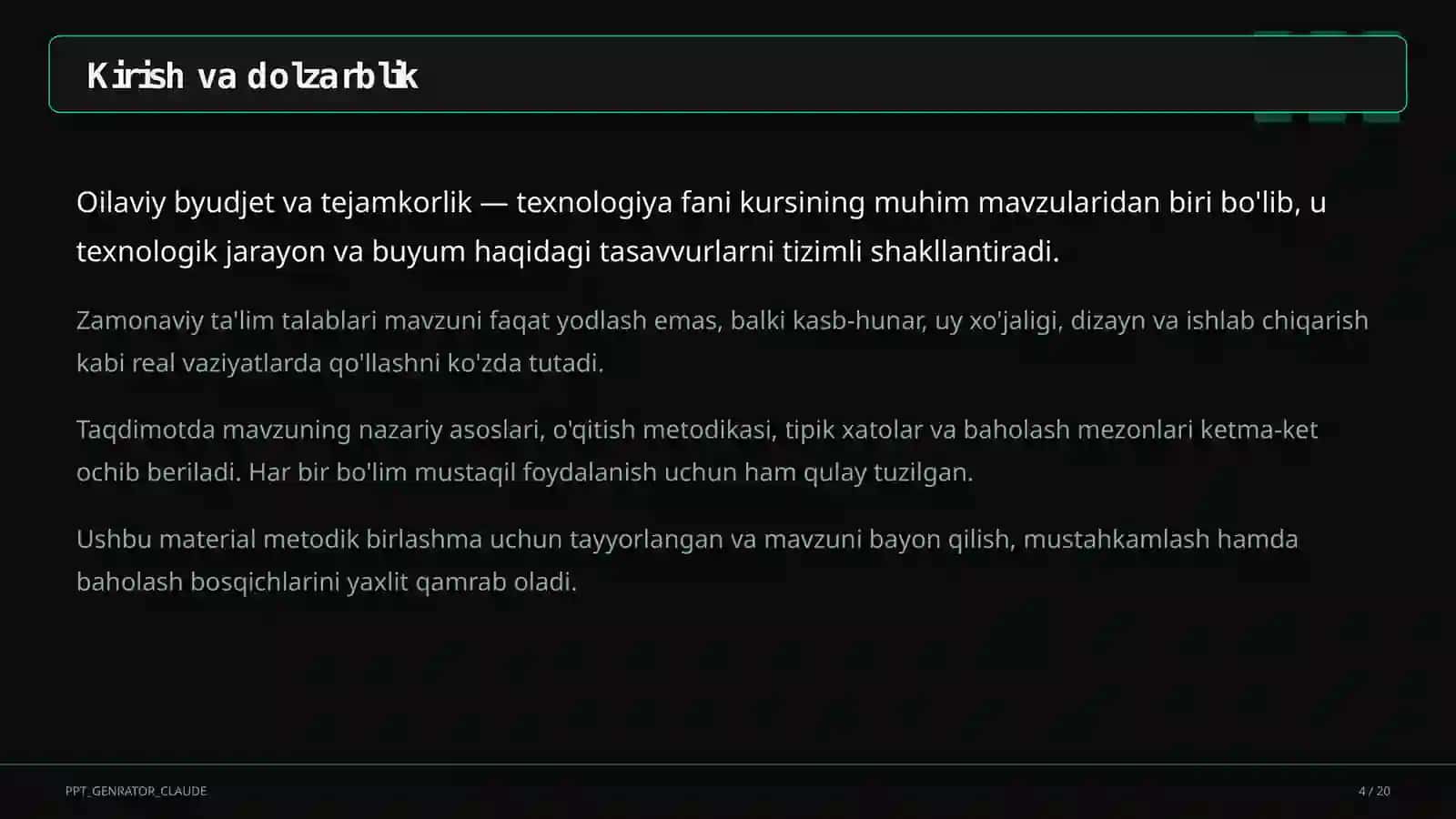 Oilaviy byudjet va tejamkorlik (9-sinf) 4