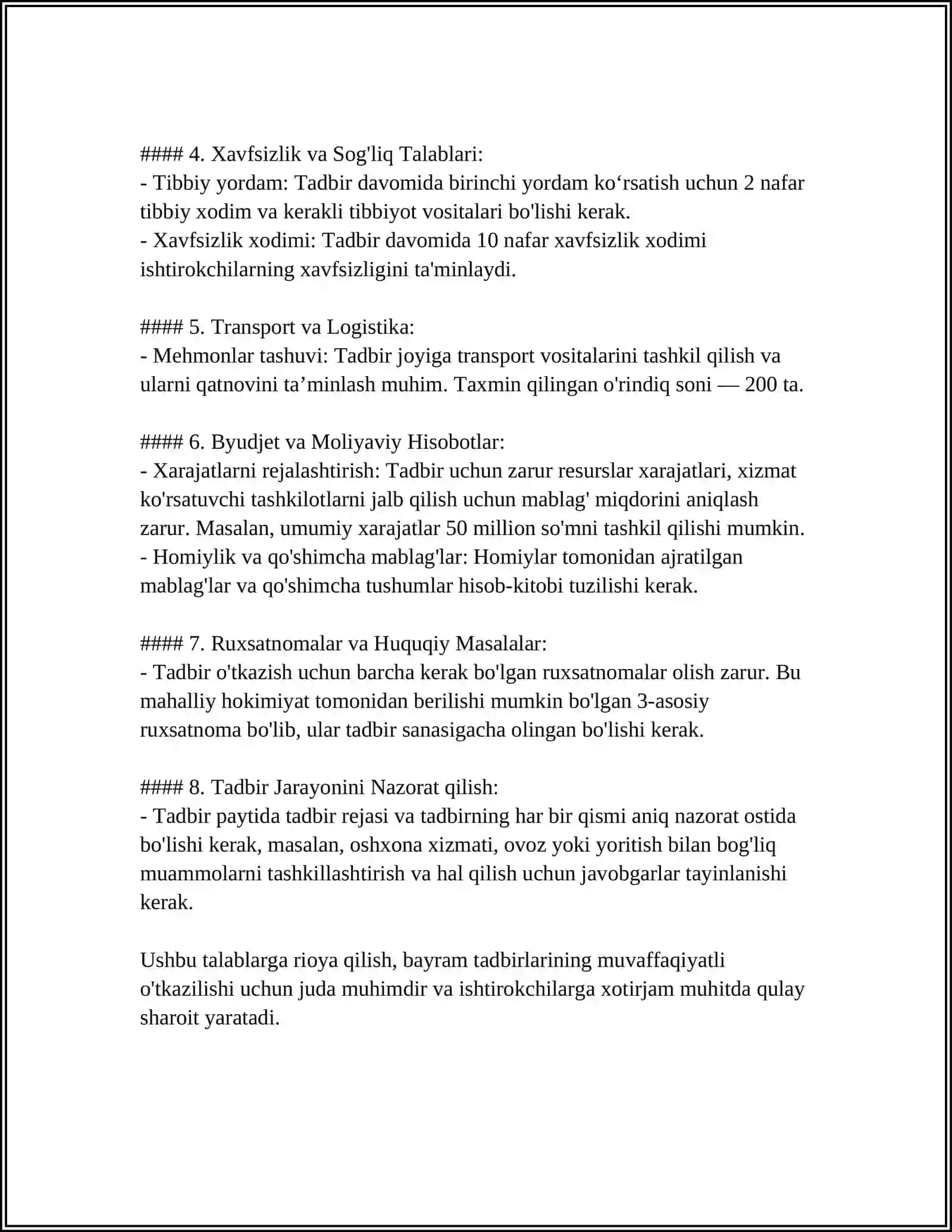 MUSIQA MASHG'ULOTLAR REJASIDA BAYRAM TADBIRLARI STSENARIYASINI ISHLAB CHIQISH VA O'TKAZISHGA QO'YILADIGAN TALABLAR 4