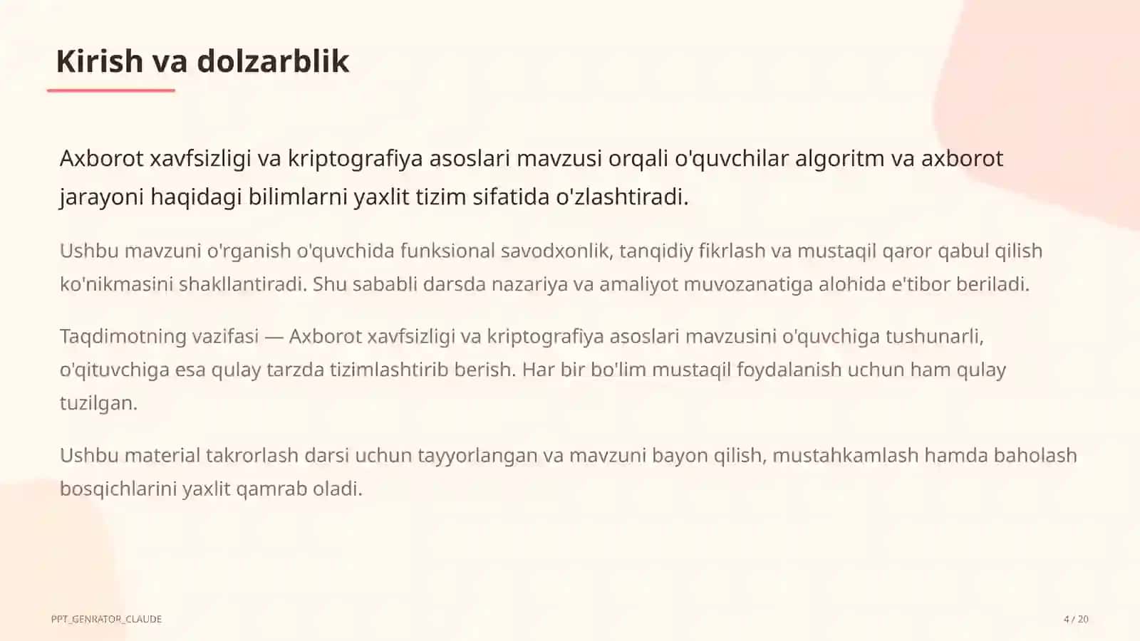 Axborot xavfsizligi va kriptografiya asoslari (10-sinf) 4