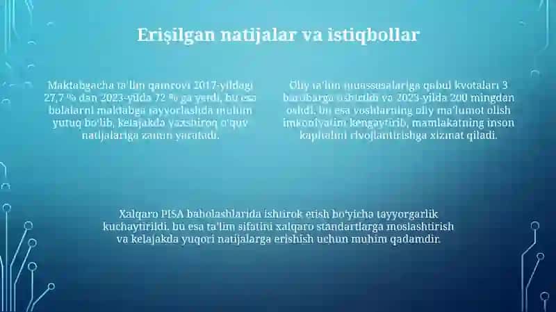 O'zbekiston Respublikasida ta'lim sohasida amalga oshirilgan islohotlar 4