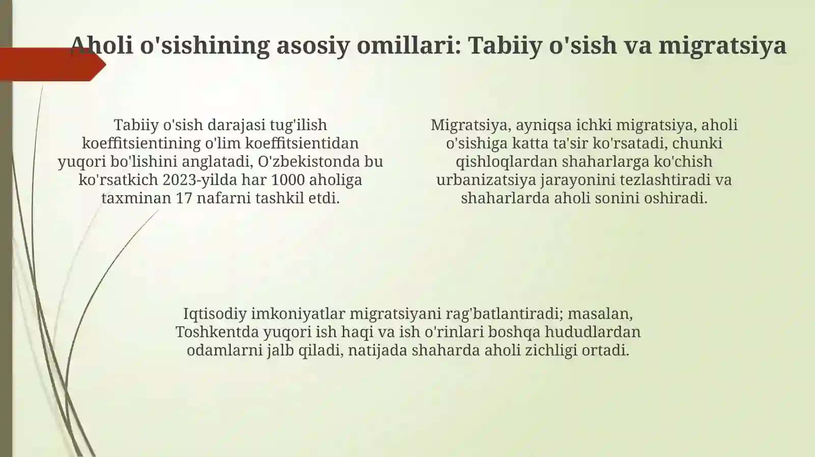 OʻZBEKISTONning yirik shaharlari aholisi oʻsishi dinamikasi va omillari 4