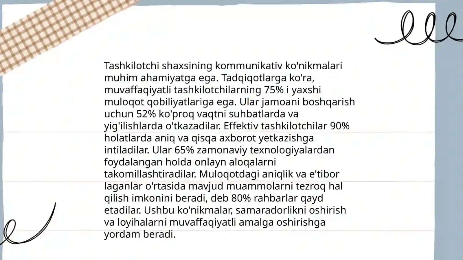 Tashkilotchi shaxsiga bo’lgan talablar 4