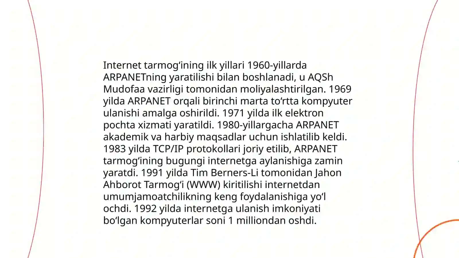 Internet tarixi va hozirgi kundagi oʻrni. Zulfiyabonu. Muslimabonu 4