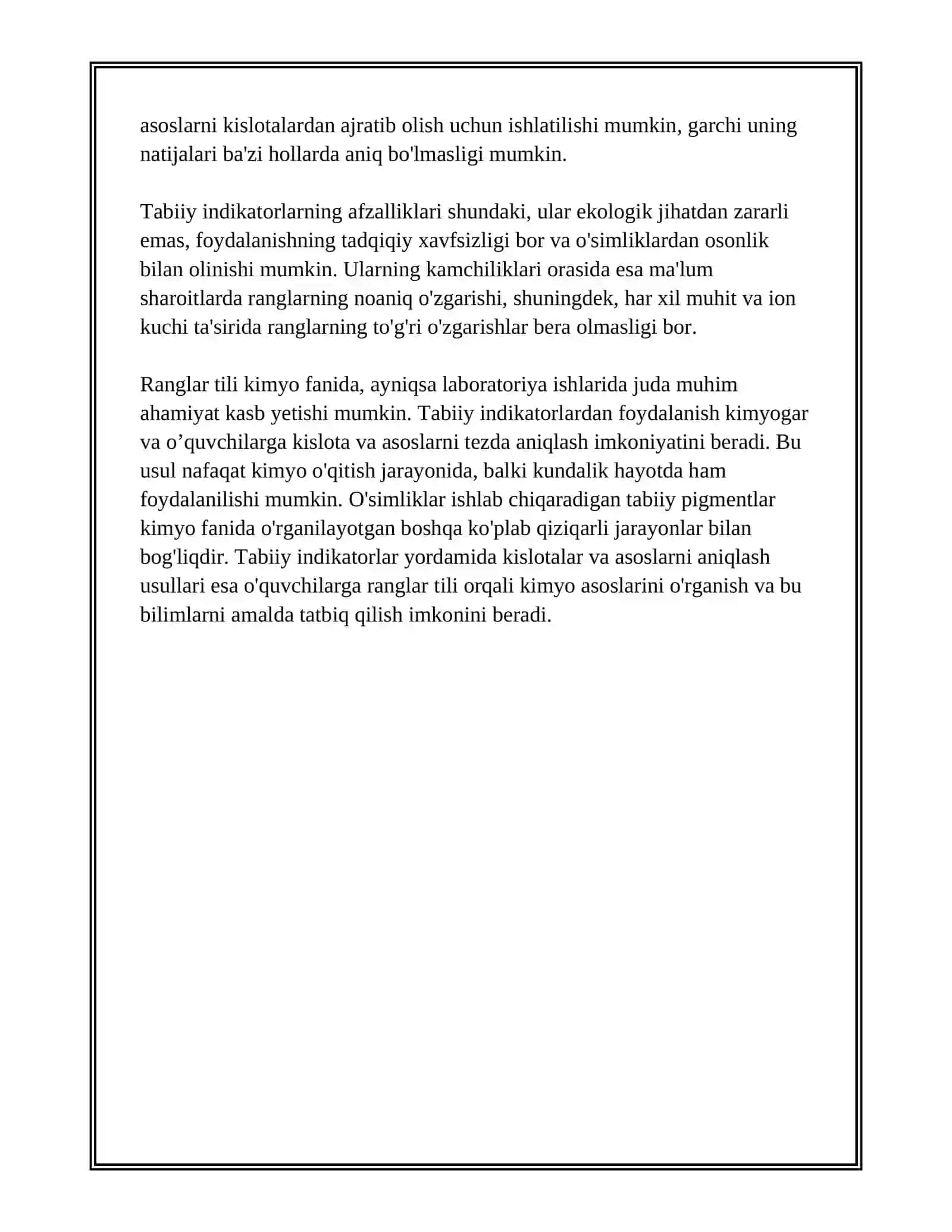 RANGLAR TILIDA KIMYO. TABIIY INDIKATORLAR YORDAMIDA KISLOTA VA ASOSLARNI ANIQLAYMIZ 4
