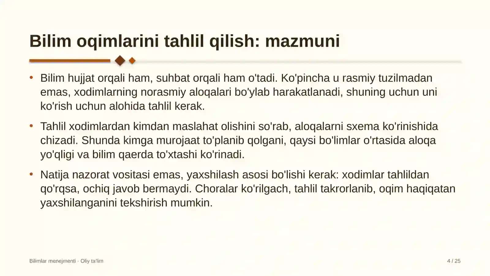 Bilimlar Menejmenti · Oliy Ta'lim 4