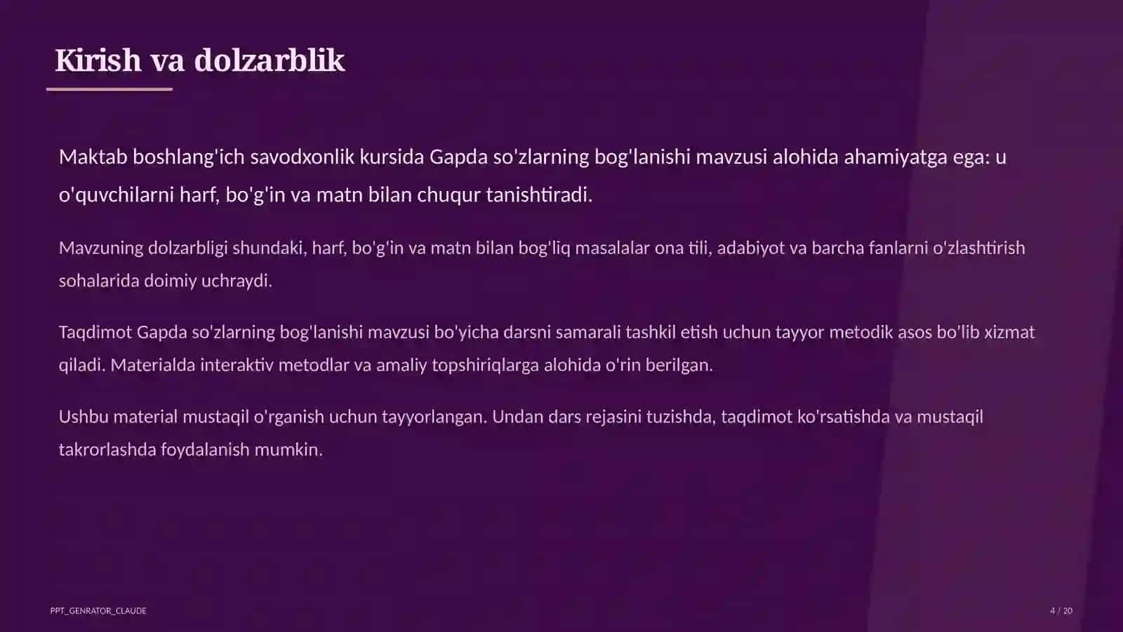 Gapda so'zlarning bog'lanishi (2-sinf) 4