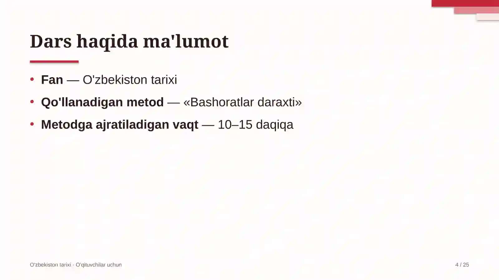 o'zbekiston tarixi darslarida bashoratlar daraxti metodidan foydalanish 8554 4