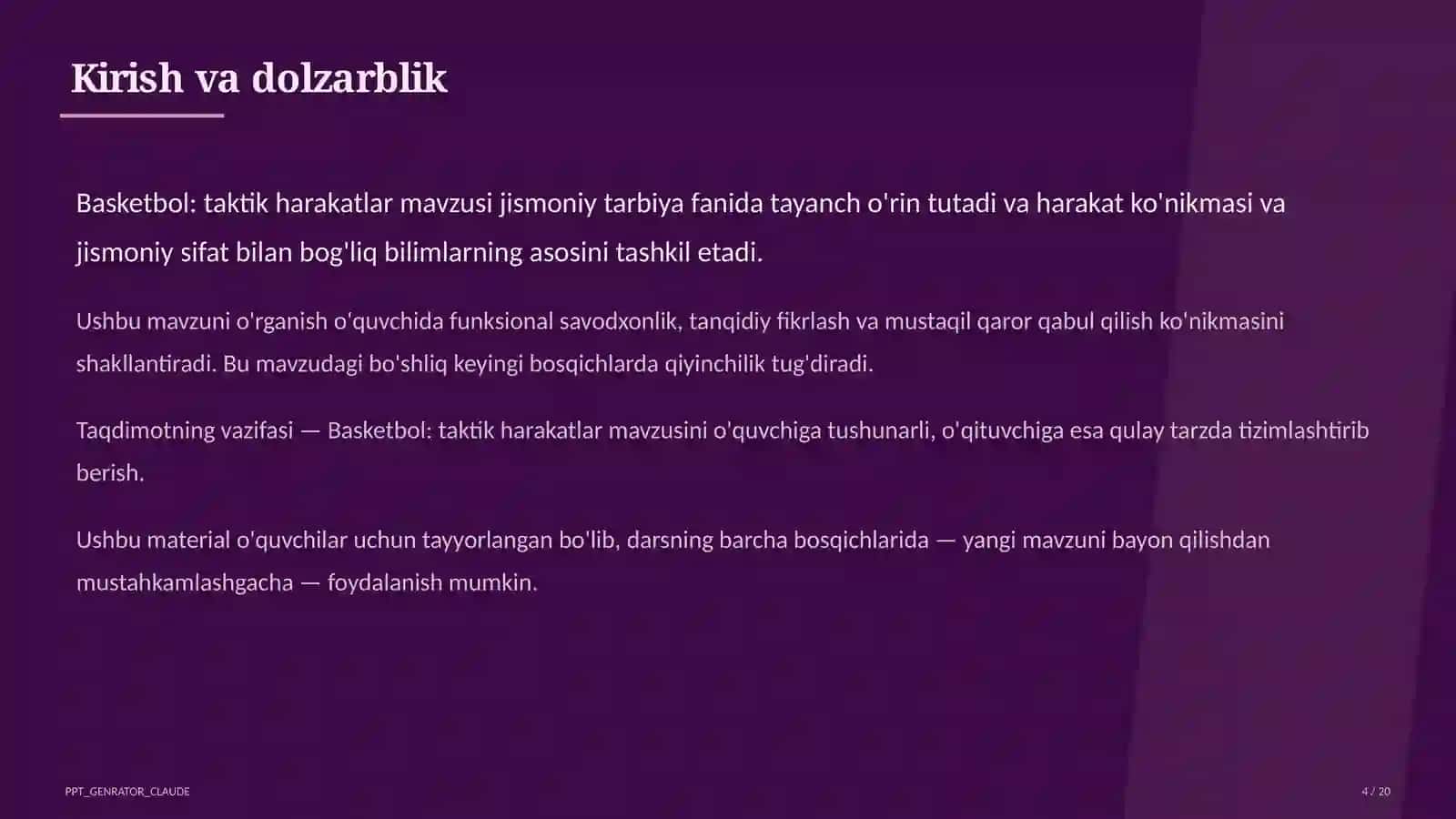 Basketbol: taktik harakatlar (8-sinf) 4