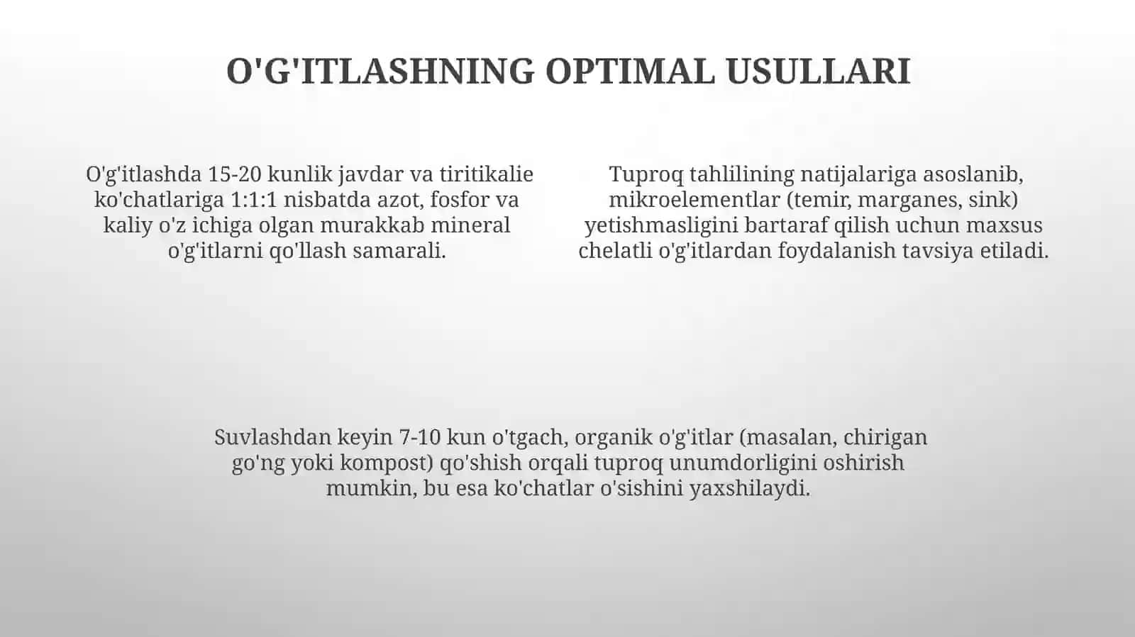 Javdar va Tiritikalie ko'chatlarining oziqlanishining ahamiyati 4