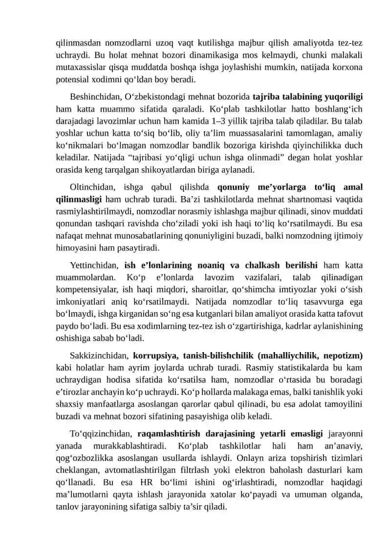 Ishga qabul qilish jarayonidagi muammolar va ularning yechimlari 4