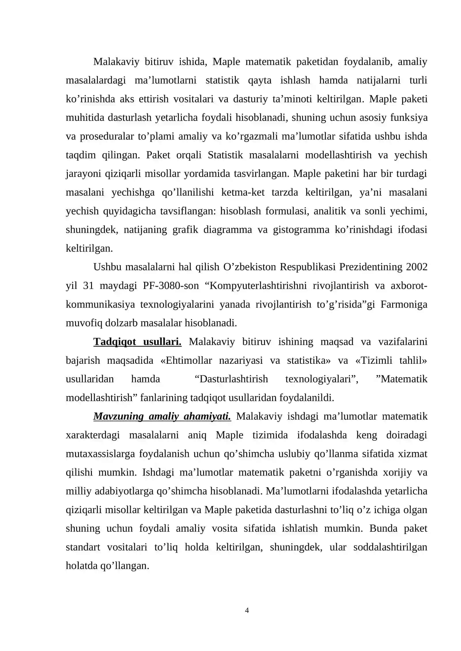MAPLE TIZIMIDA STATISTIK TAHLIL MASALALARINI YECHISH JARAYONINI NAMOYISH QILISH 4