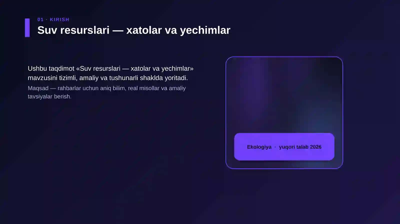 Suv resurslari — xatolar va yechimlar 4
