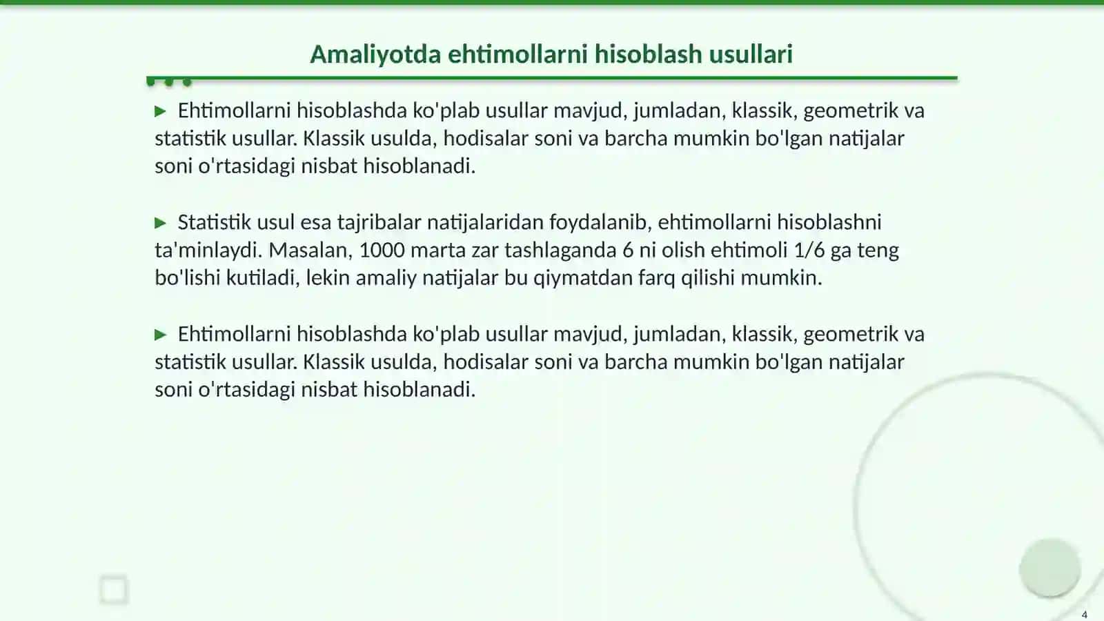 Ehtimollar nazariyasi 4