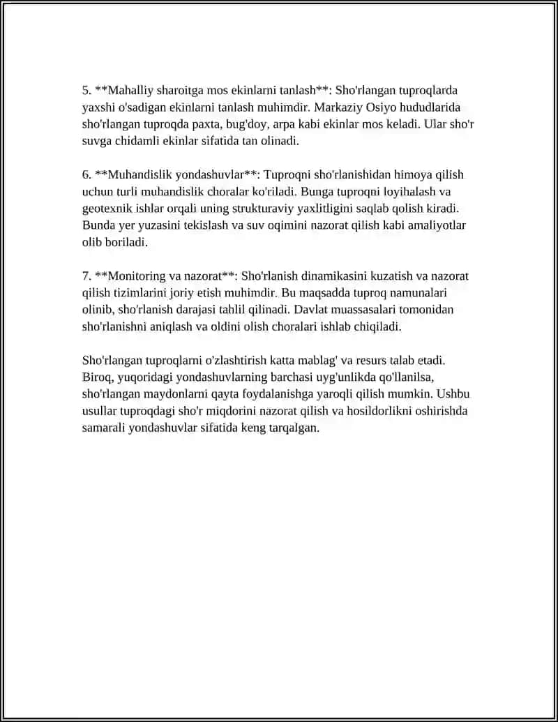 Sho'rlangan Yerlarda Asosiy Sho'r Yuvib Bo'linggandan Keyin Ekiladigan Dastlabki O'zlashtirish Ekinlarni Yetishtiriah Texnologiyalari 4