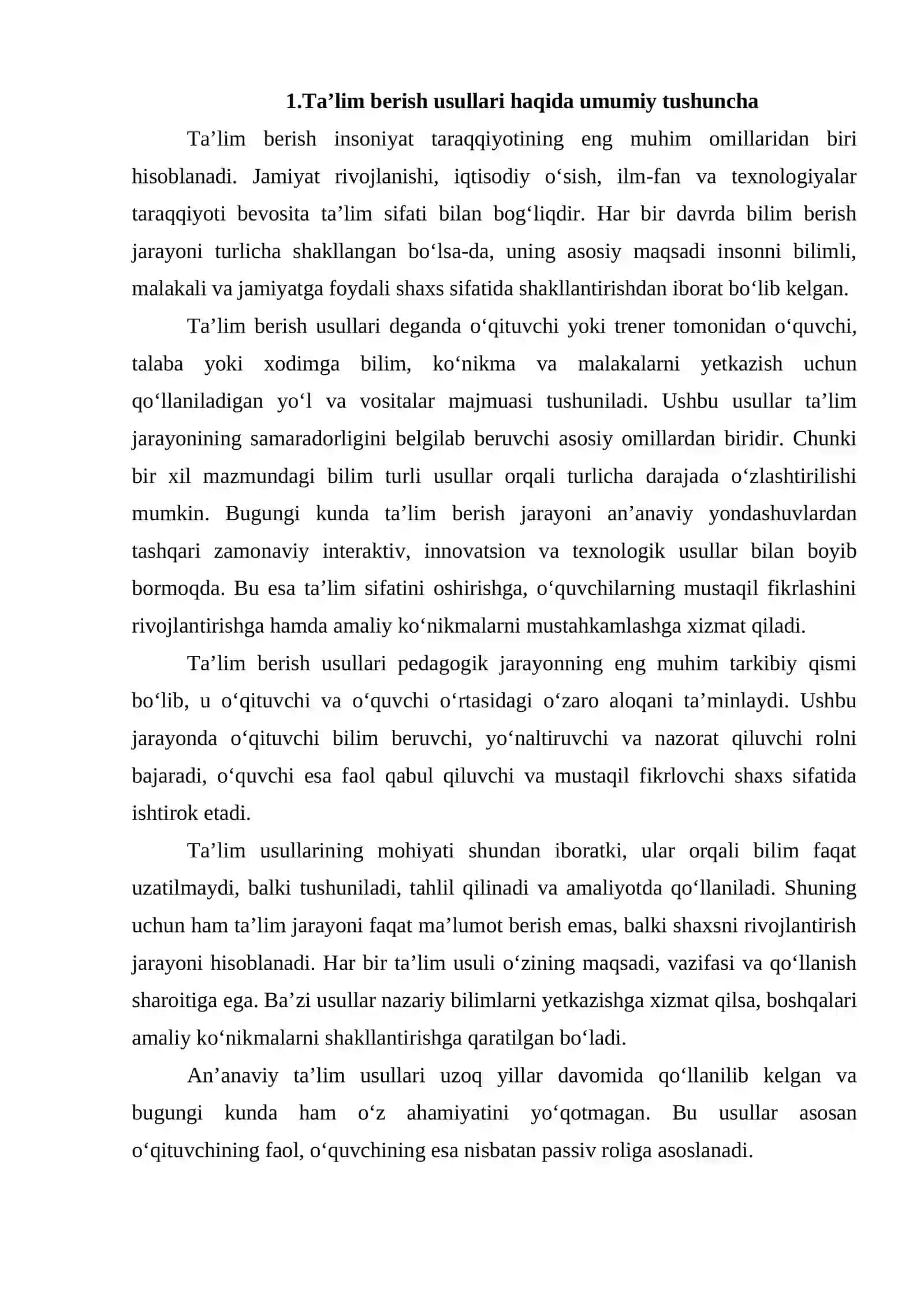 Ta'lim berish usullari: ish joyida ta'lim berish, ish joyidan tashqarida ta'lim berish 4