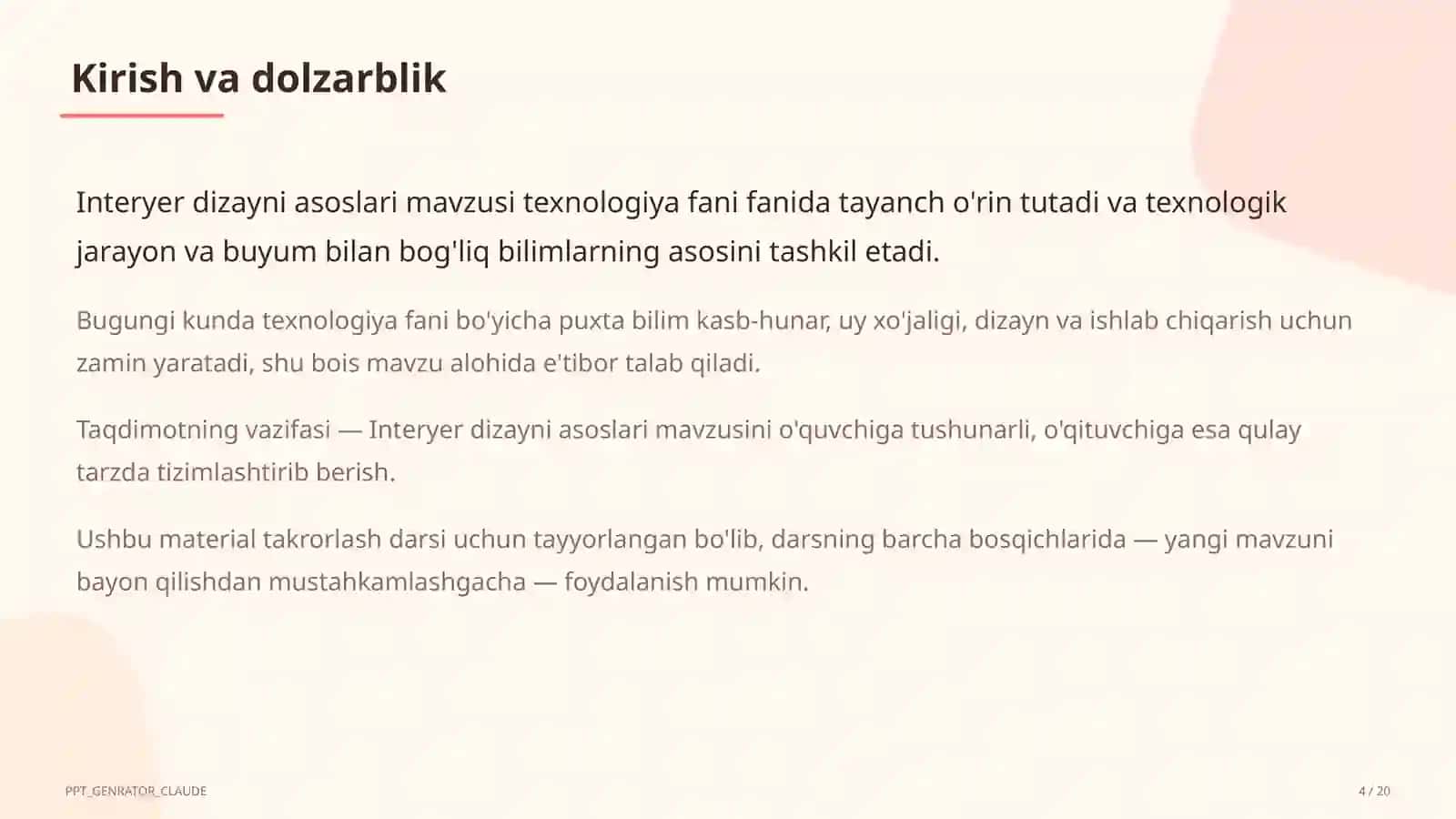 Interyer dizayni asoslari (8-sinf) 4