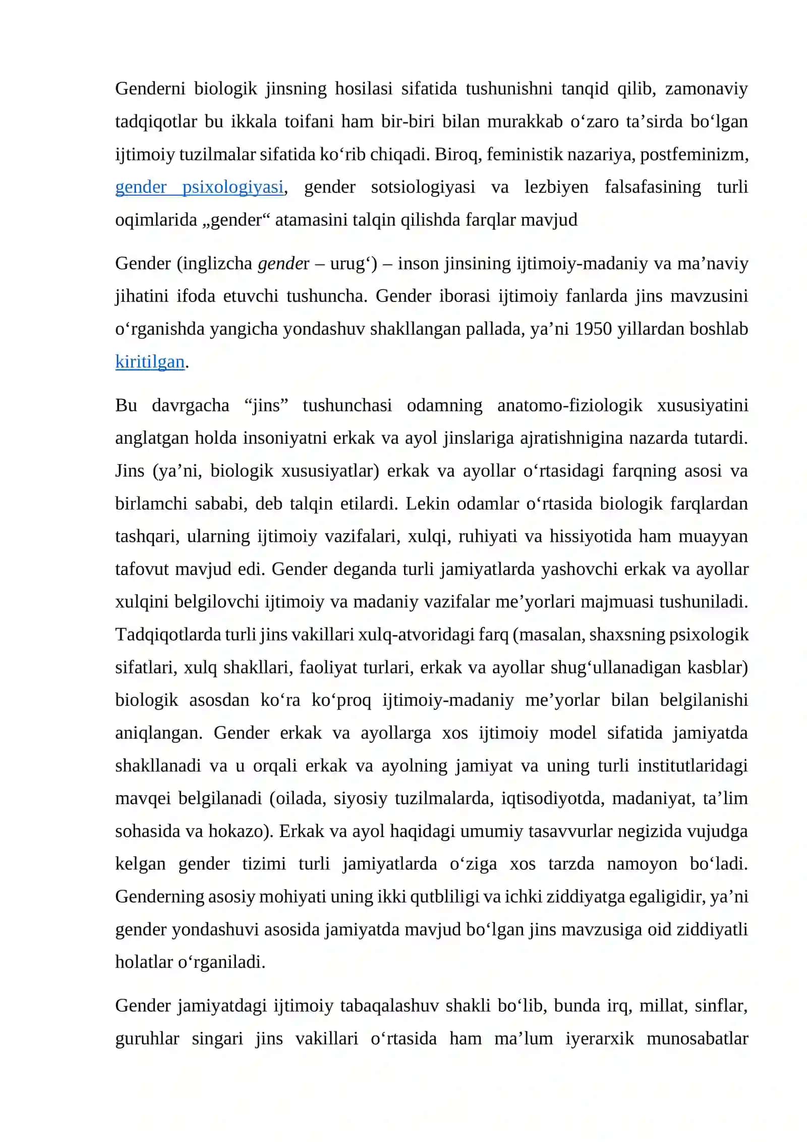 Gender qurilishining yo’nalishlari 4