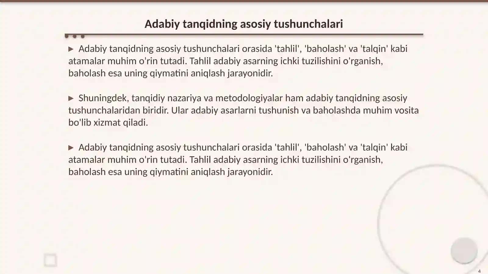 Adabiy tanqid adabiyotshunoslikning tarkibiy qismi sifatida 4