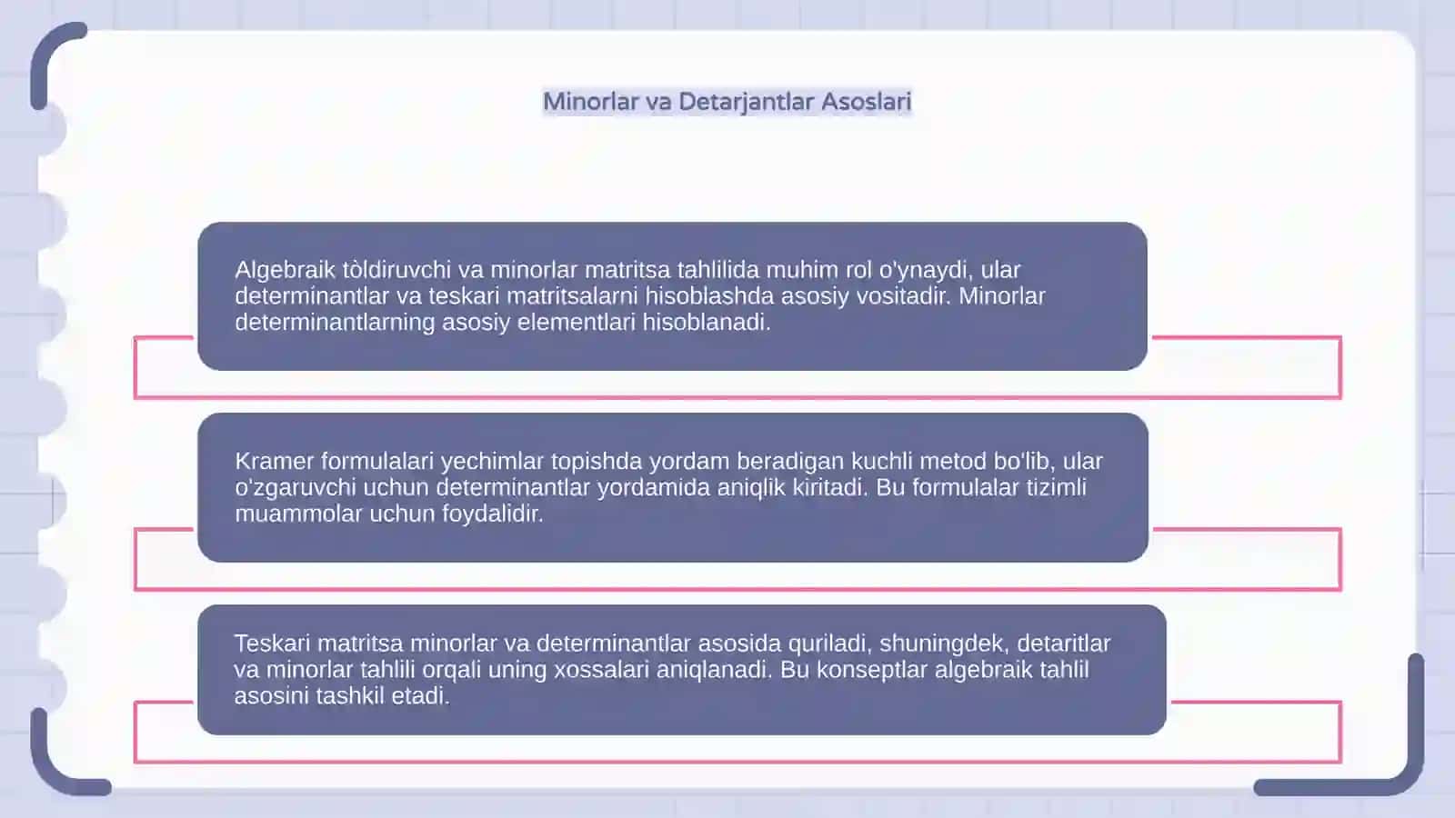 Algebraik tòldiruvchi va minorlar 4