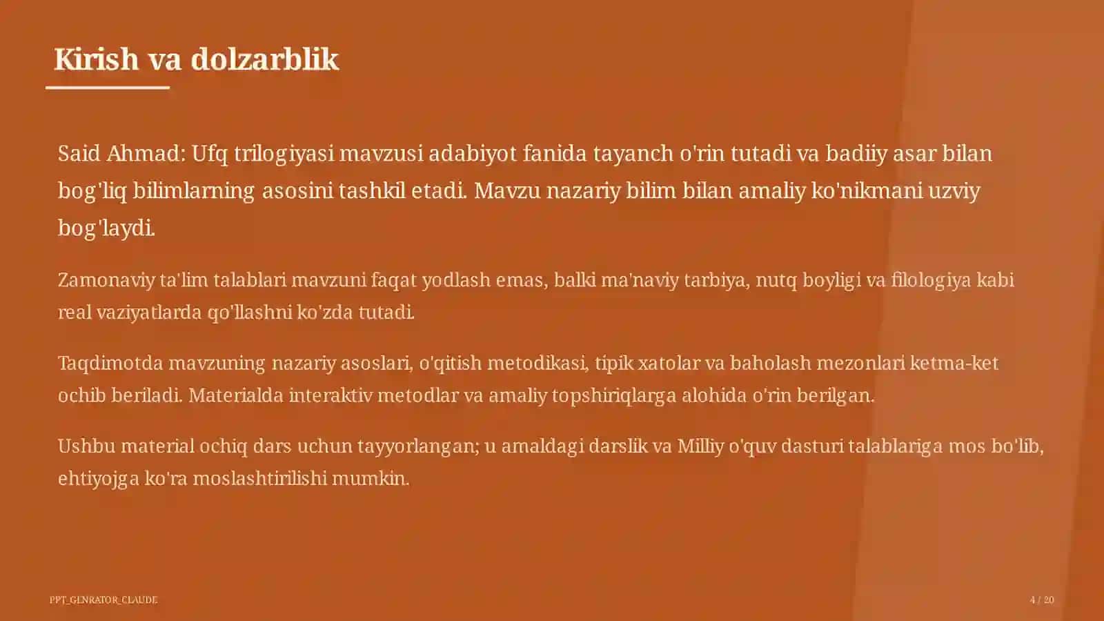 Said Ahmad: Ufq trilogiyasi (11-sinf) 4