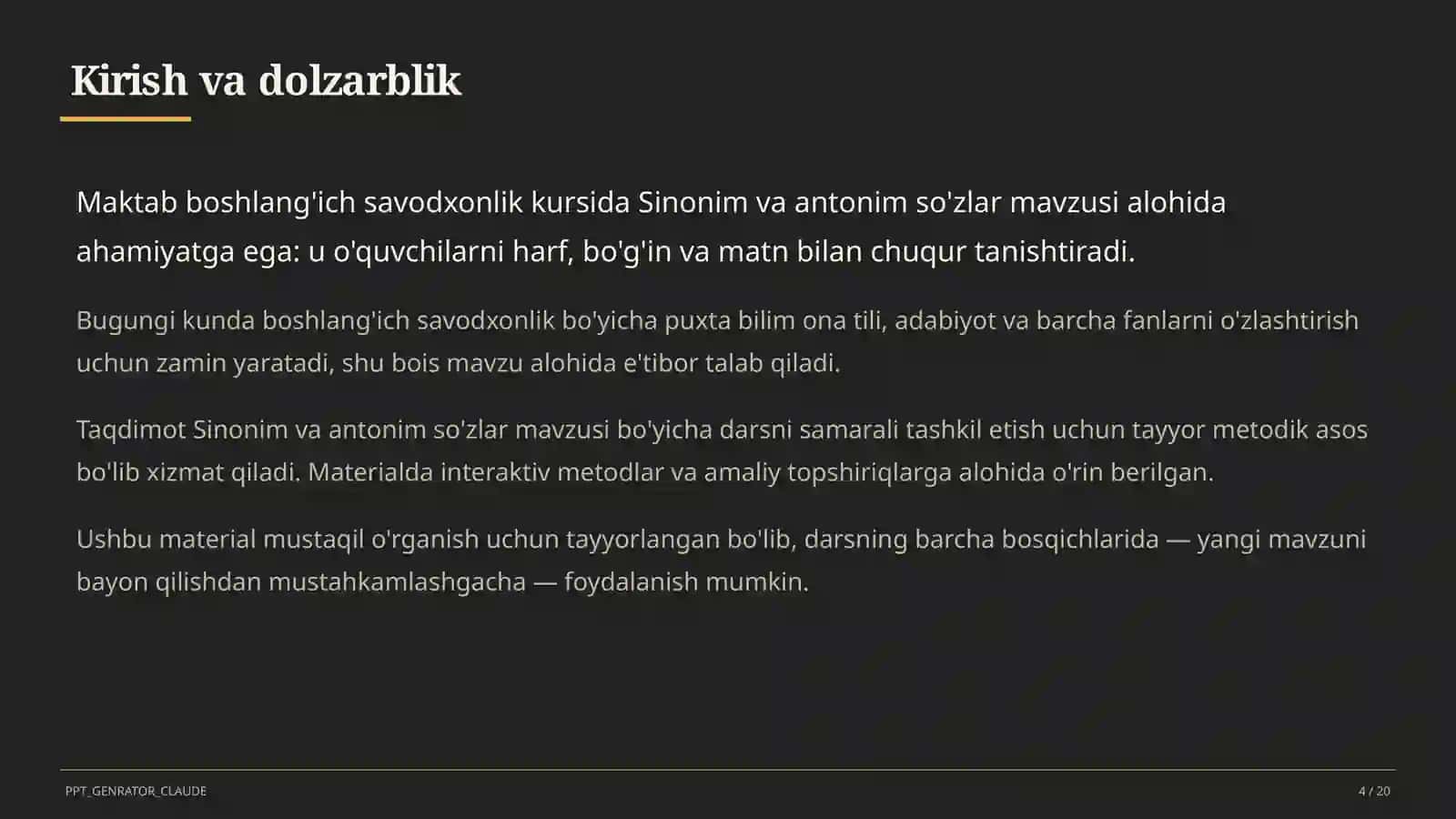 Sinonim va antonim so'zlar (3-sinf) 4