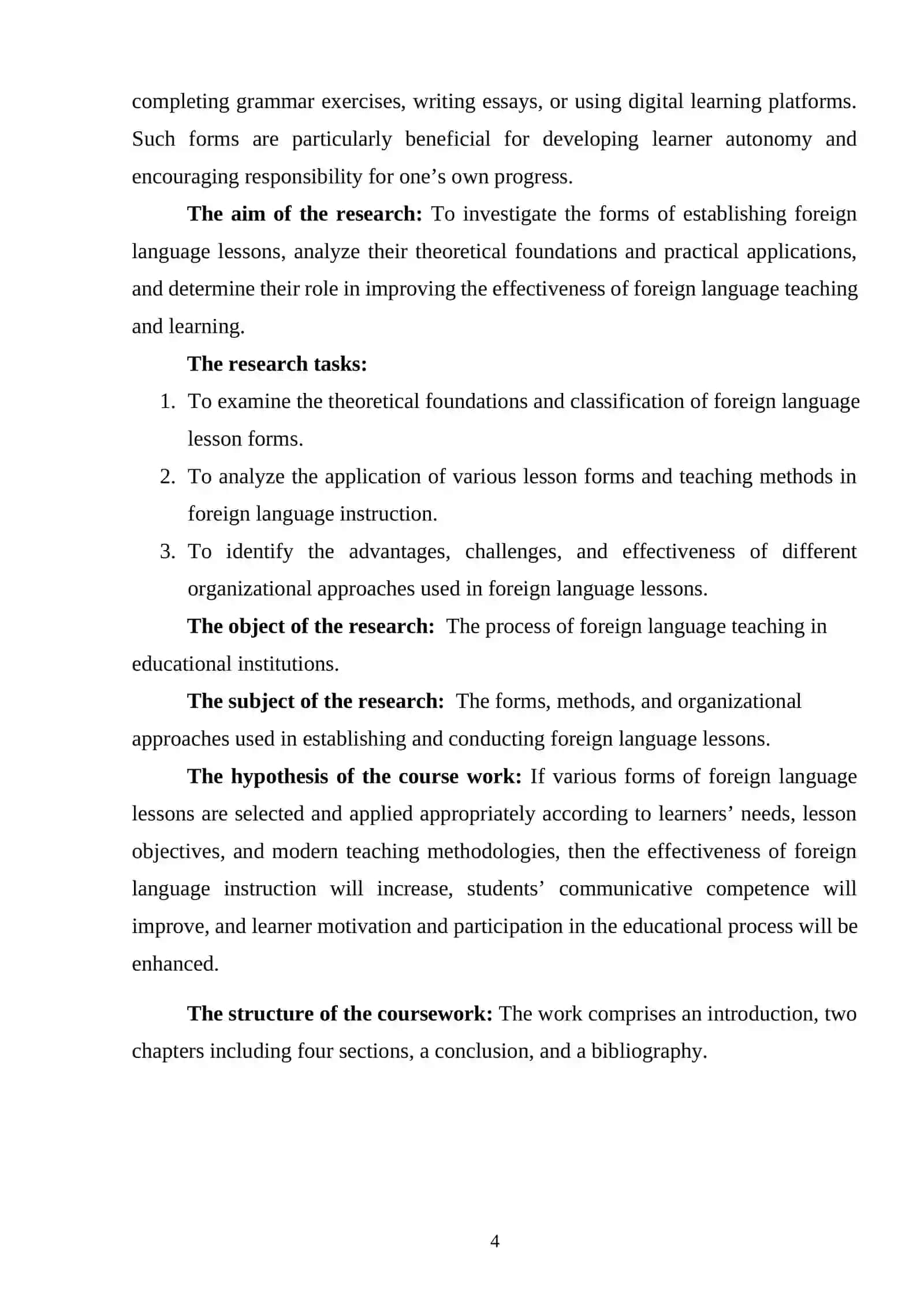The forms of establishing foreign language lessons 4