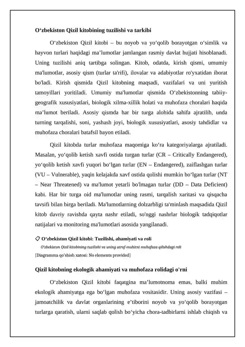 Oʻzbekiston Qizil kitobi: Tuzilishi, ahamiyati va roli 4