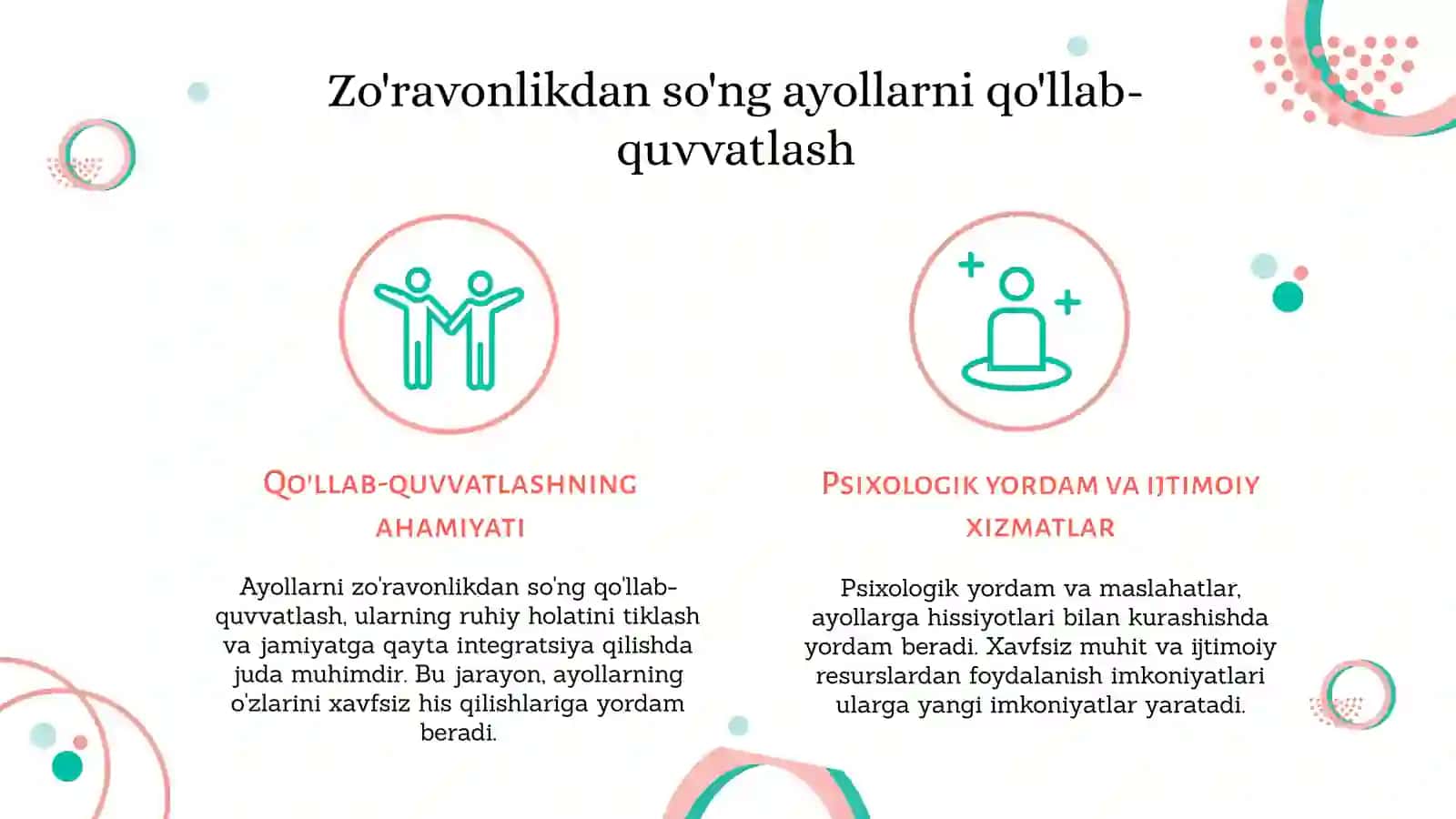 Zo'ravonlik qurboni bo'lgan ayollar va bolalar bilan ijtimoiy reablitatsiya amalga oshirish 4