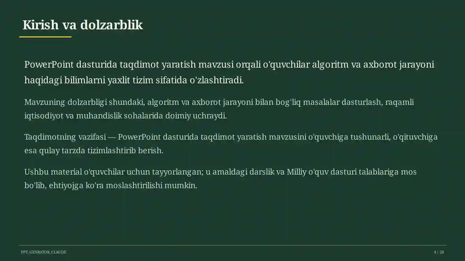 PowerPoint dasturida taqdimot yaratish (7-sinf) 4