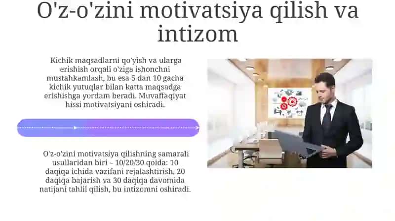 O'z-o'zini boshqarish ko'nikmalarini rivojlantirish usullari 4
