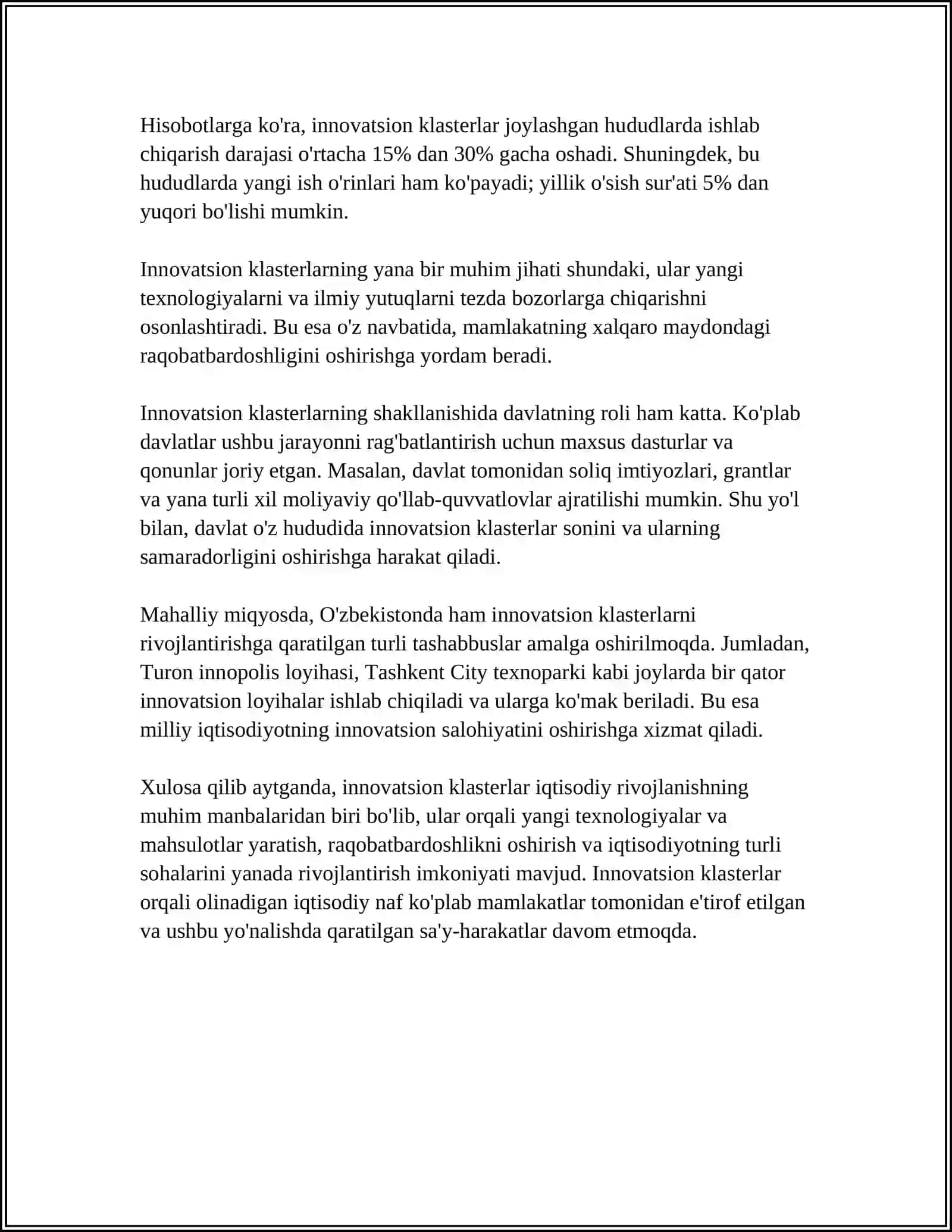 INNOVATSION JARAYONLARDA KLASTER USULLARIDAN FOYDALANISH 4