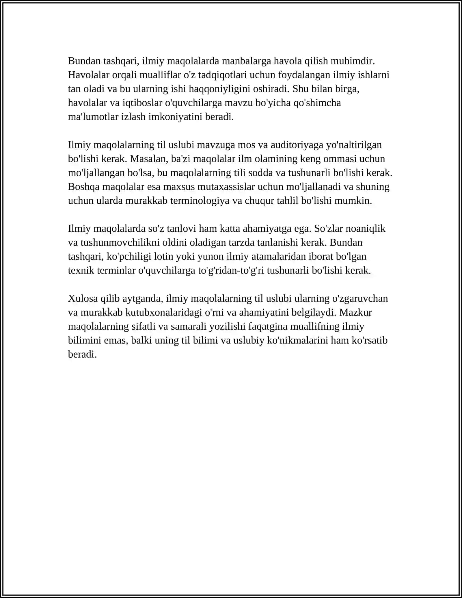 ILMIY-OMMABOP MAQOLALAR TIL JIHATDAN O‘ZIGA XOS XUSUSIYATLARI 4