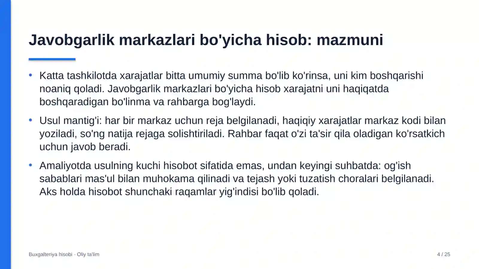 sport majmualarida xarajatlarni javobgarlik markazlari bo'yicha hisobga olish 9997 4