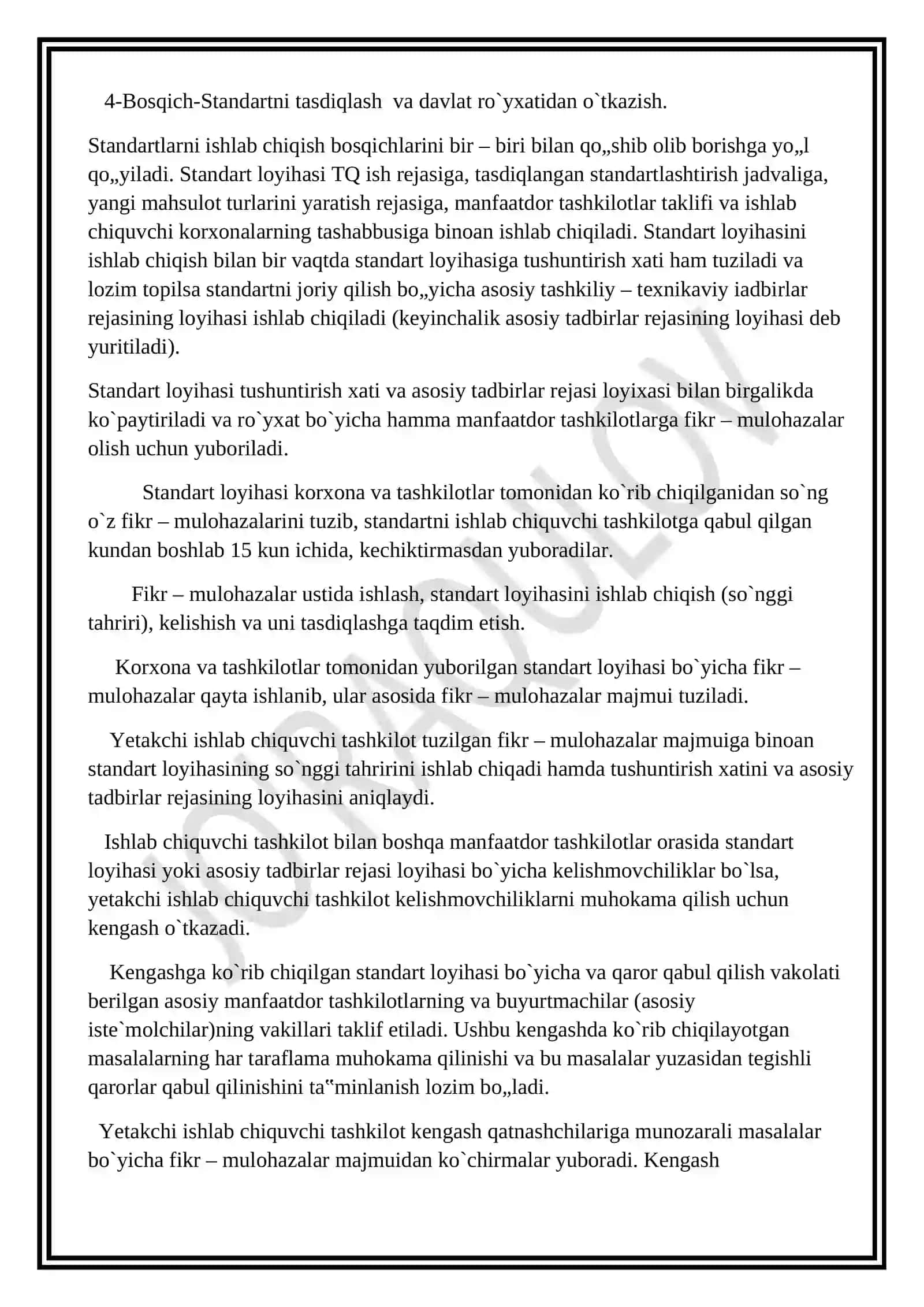 Standartlarni ishlab chiqish tartibi 4