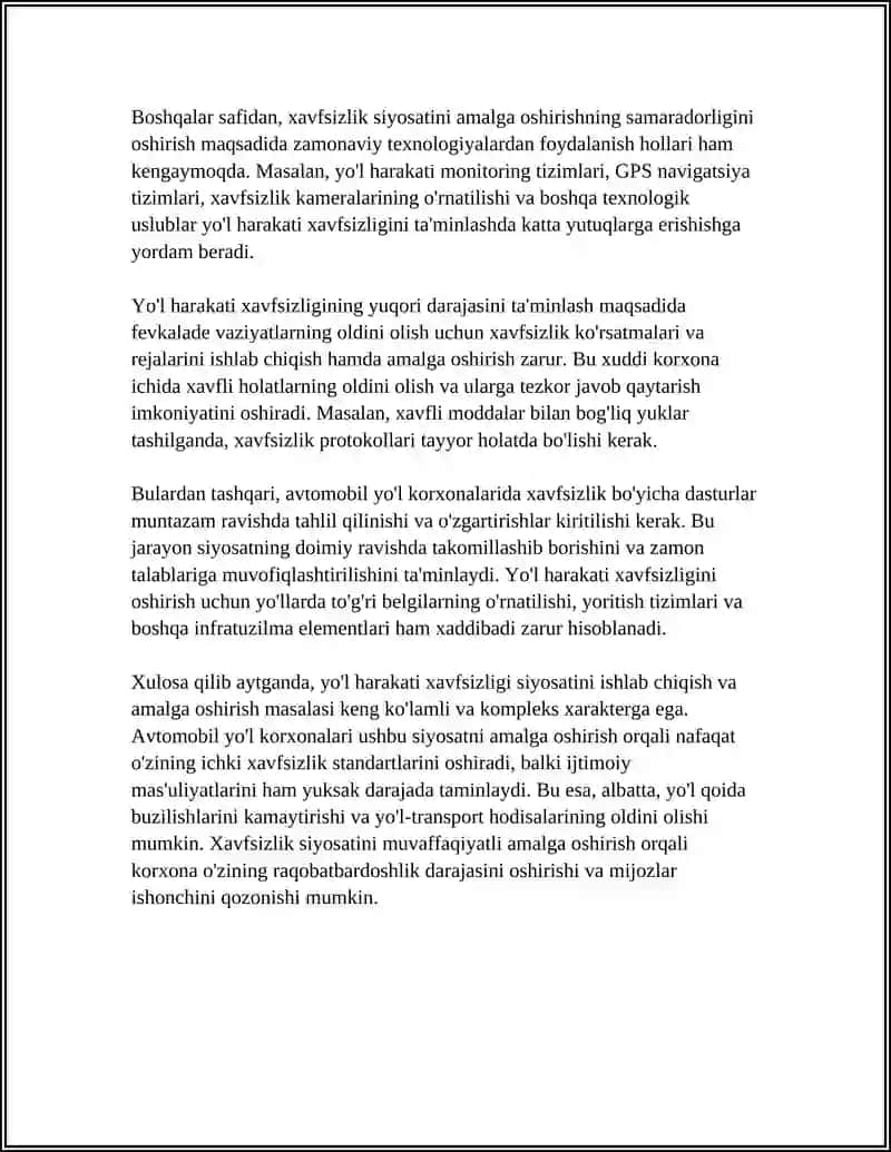 AVTOMABIL YÔL KORXONALARINING YÔL HARAKATI XAVFSIZLIGI TAMINLASHDAGI VAZIFALAR 4
