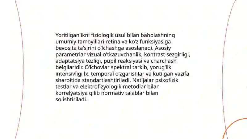 Ishlab chiqarishda yoritilganlikni gigiyenik baholash usullari 4