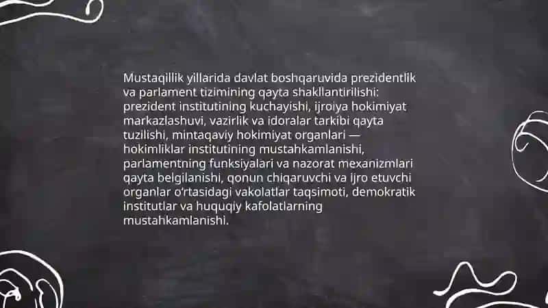 Mustaqillik yillarida davlat boshqaruvida amalga oshirilgan islohotlar 4