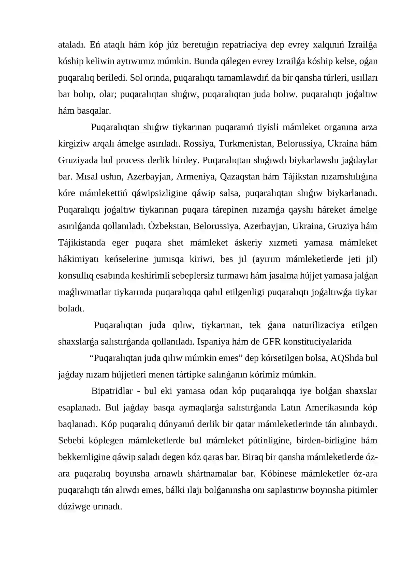 PUQARALÍQ HUQÍQÍ: ÓZBEKSTAN RESPUBLIKASÍNÍŃ JAŃA KONSTITUCIYASÍ HÁM SHET EL MÁMLEKETLER KONSTITUCIYALARÍDA 4