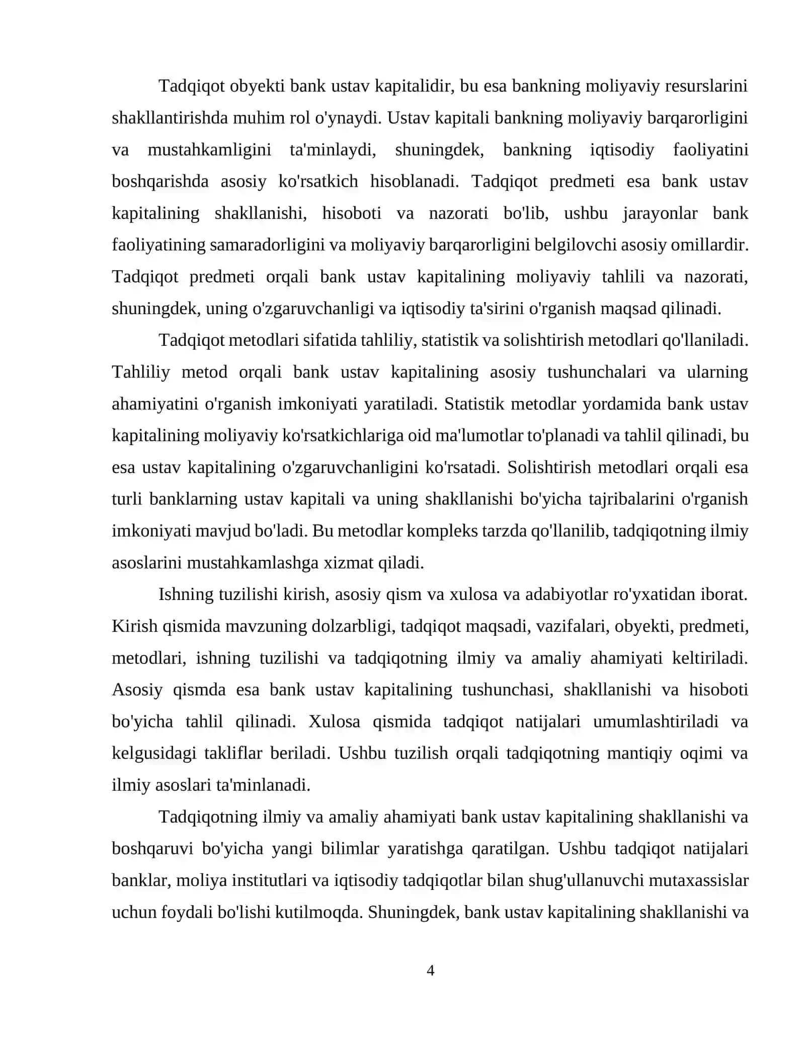 Bank ustav kapitalini shakllantirish hisobi 4