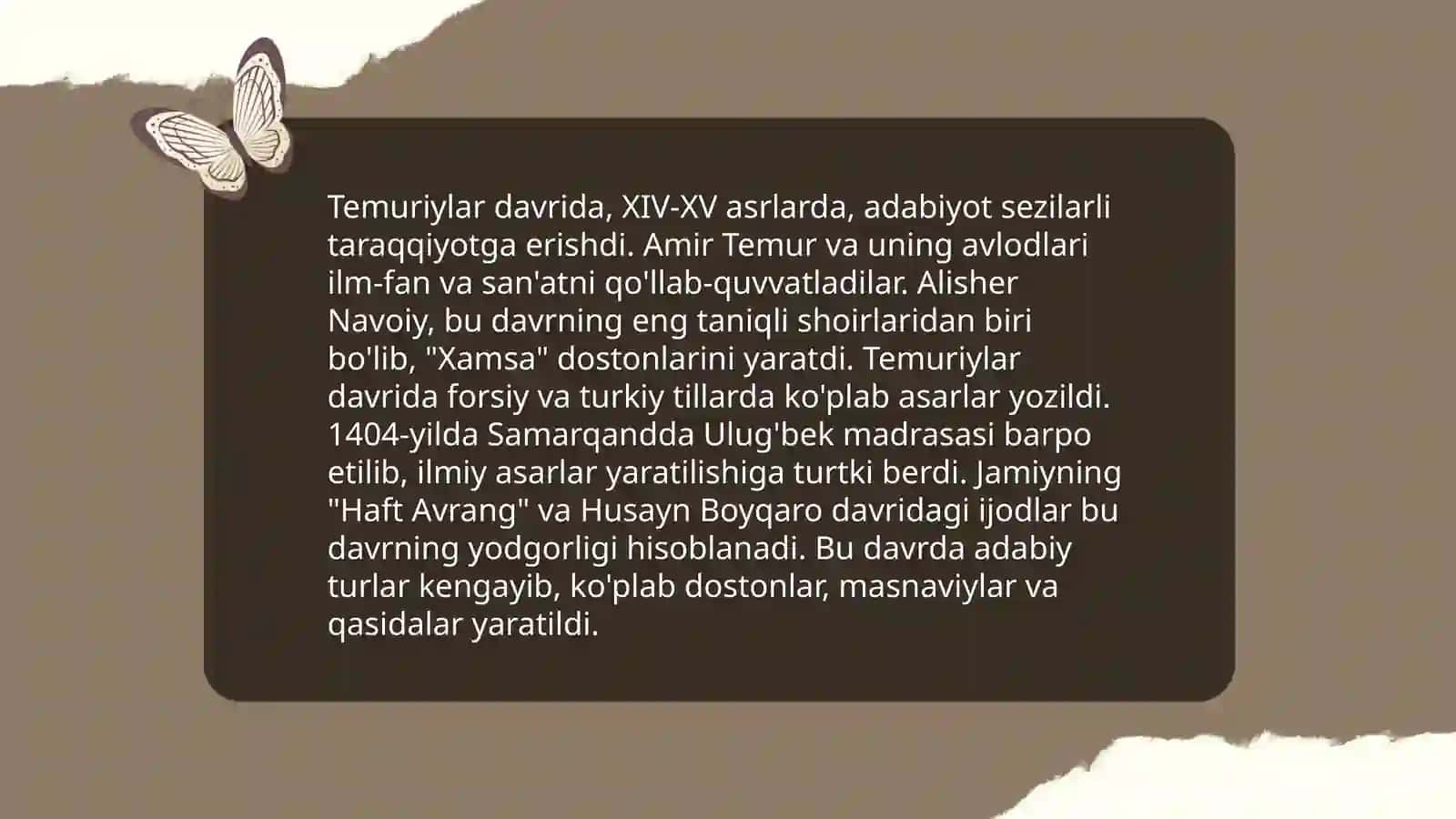 Temuriylar davrida ma‘naviy marifiy yuksalish 4
