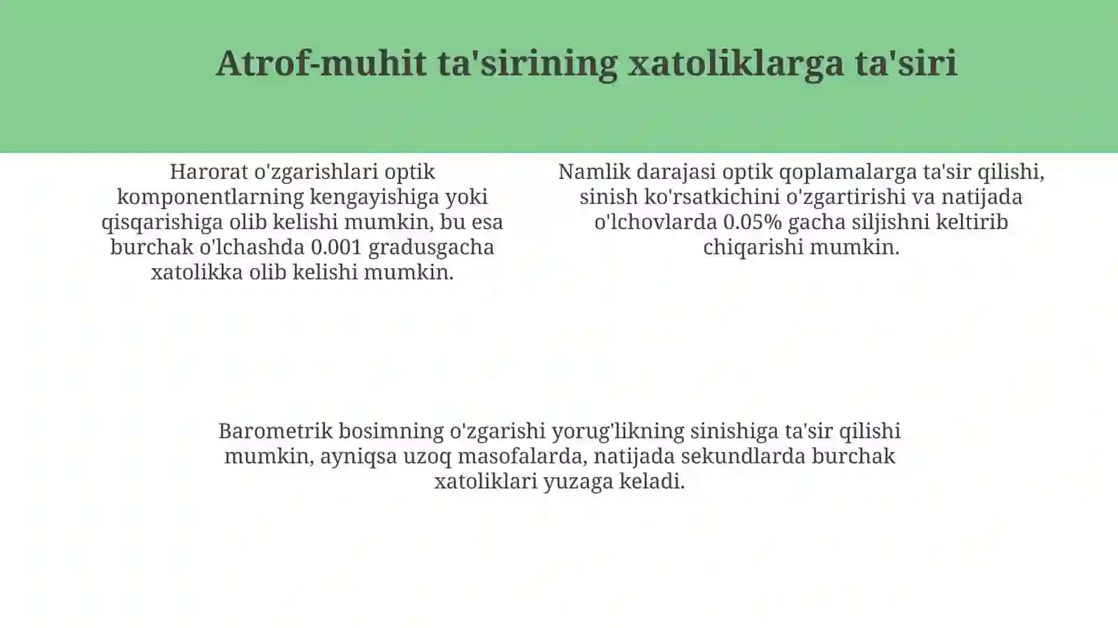 Yuqori aniqlikdagi burchaklarni o'lchashda xatolar manbai va ularning ta'sirini kamaytirish usullari 4