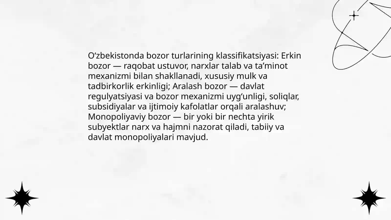 O’ZBEKISTON RESPUBLIKASIDA BOZOR TUZULISHI VA UNING TURLARI 4