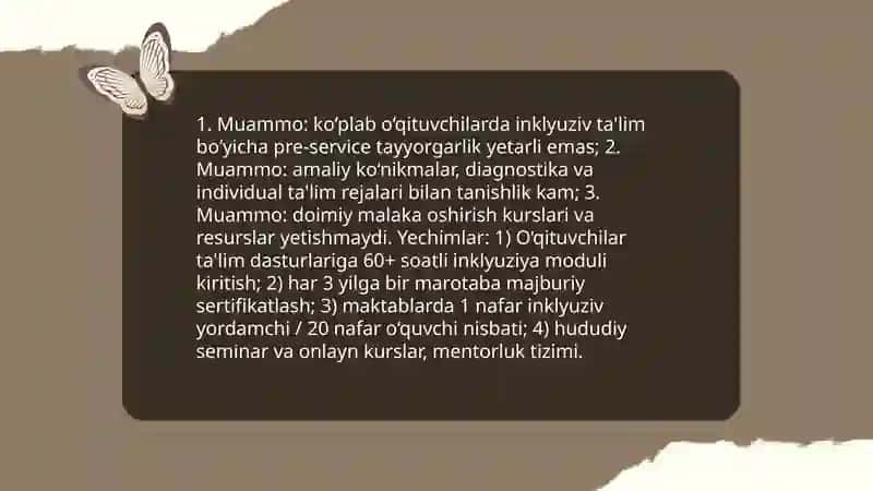 O'zbekistonda inklyuziv ta'lim tizmida uchraydigan muommolar va ularning yechimlari 4