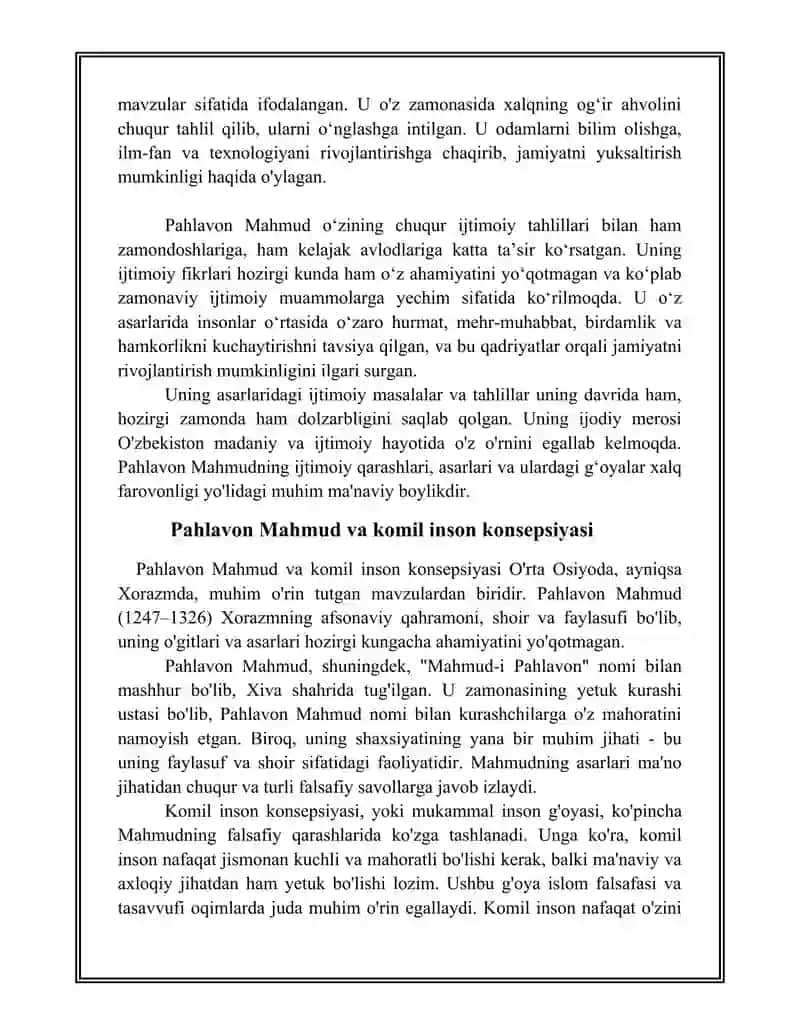 PAHLAVON MAHMUDNING IJTIMOIY-AHLOQIY VA KOMIL INSON HAQIDAGI QARASHLARI 4