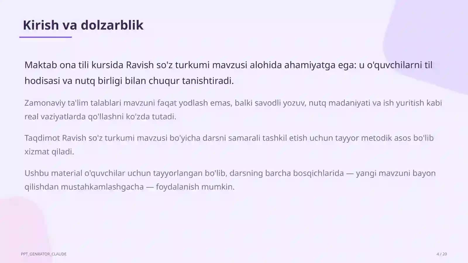Ravish so'z turkumi (7-sinf) 4