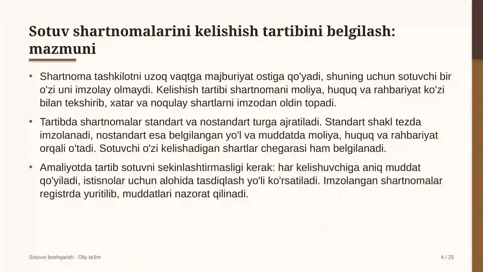 Yuqori tezlikdagi temir yo'l qatnovida sotuv shartnomalarini kelishish tartibini belgilash 4